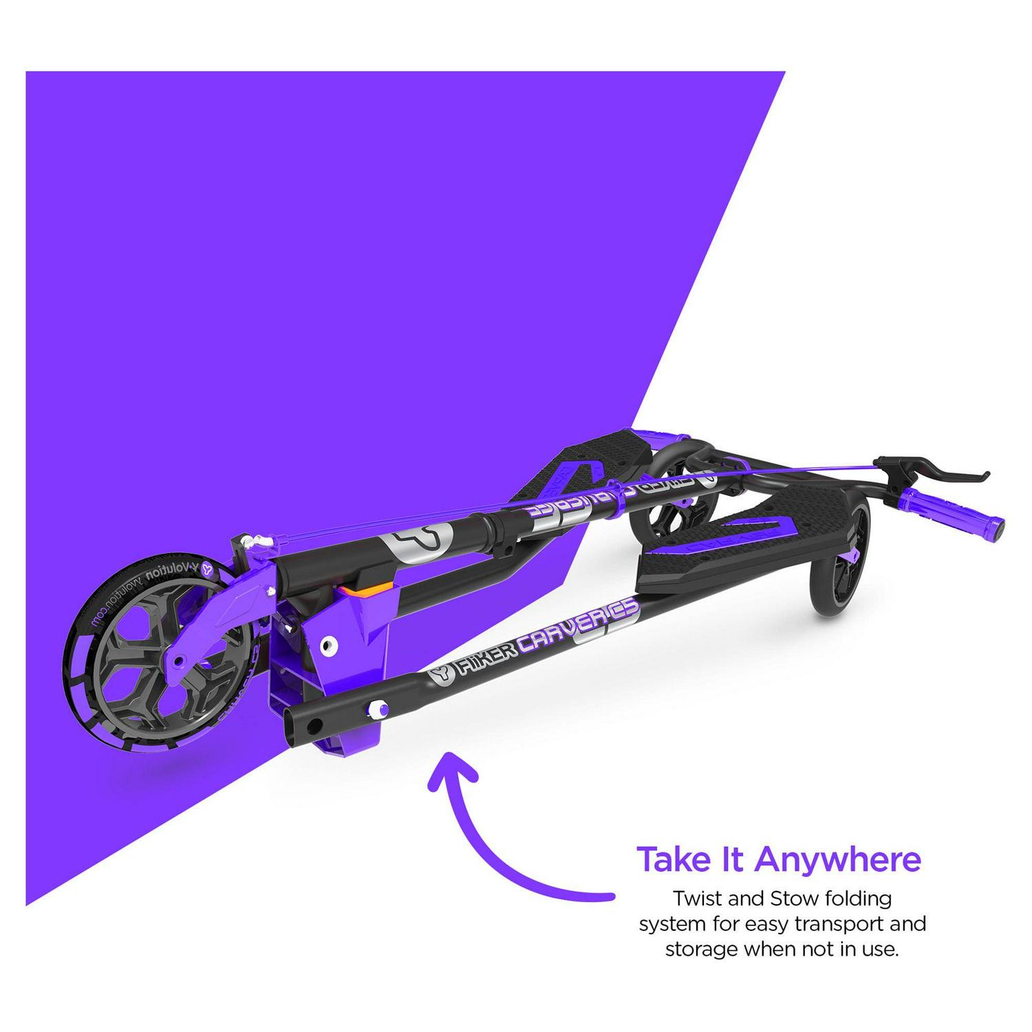 Yvolution Y Fliker C5. Foldable Drift Swing Scooter Kids Age 9+ Years. Purple. Unisex. Weight 24lbs - Image 3