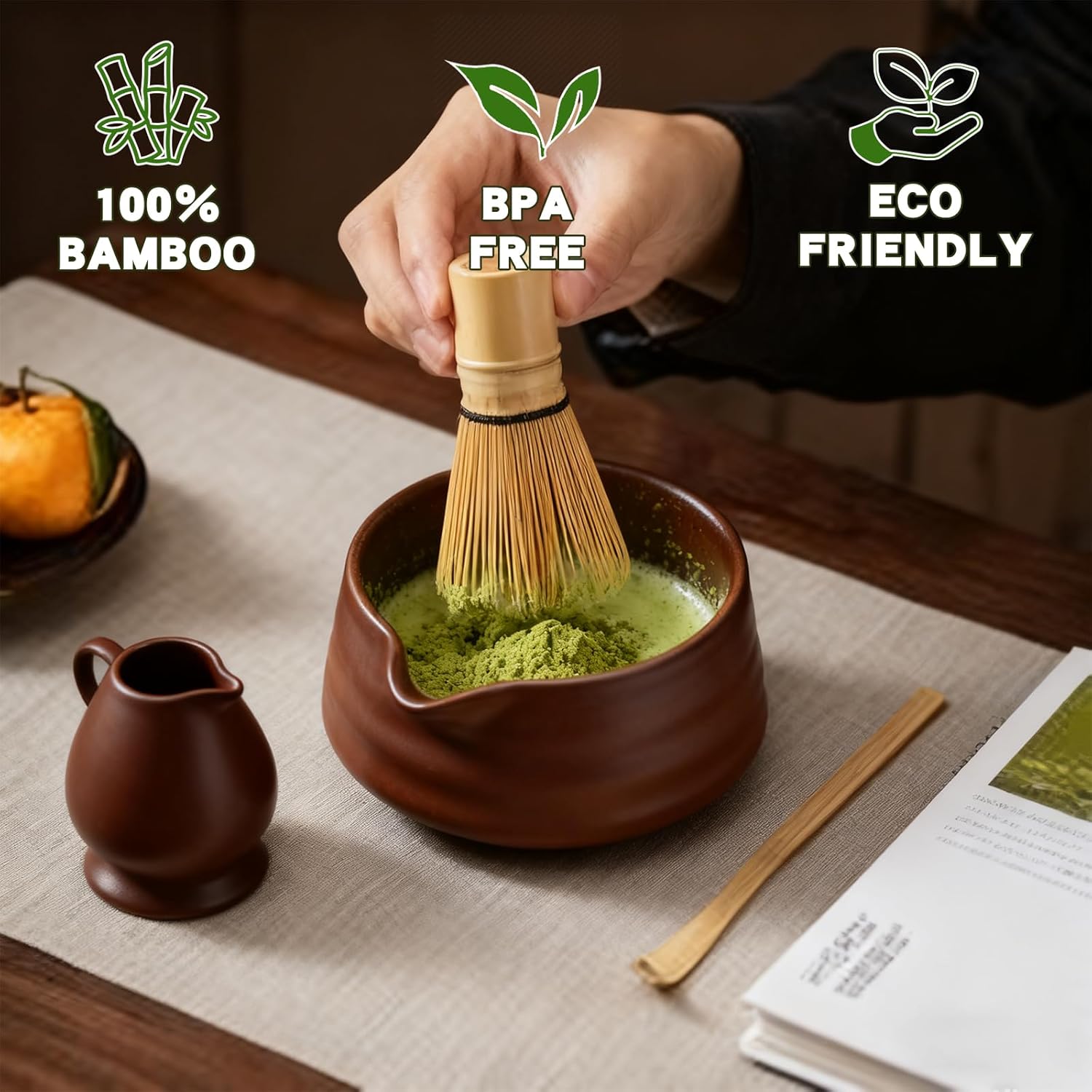 Clay&Fire Matcha Whisk, Handcrafted Bamboo Whisk for Matcha Powder, Traditional Japanese Chasen for Matcha Stirrer, 100% Natural Matcha Wisk