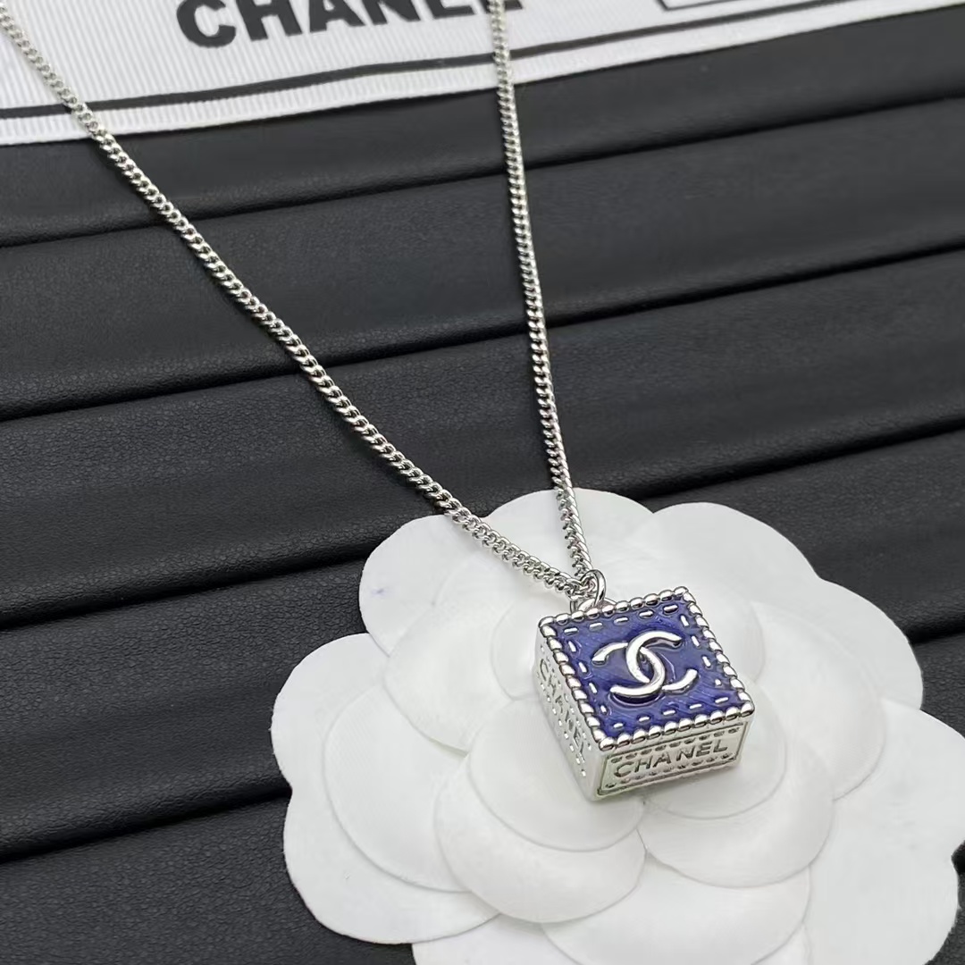 Chanel Denim Cube Pendant Necklace - Original Replica Club