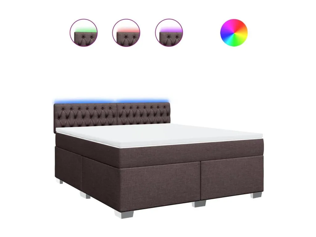 Cama box spring con colchón tela marrón oscuro 180x200 cm yff3520024