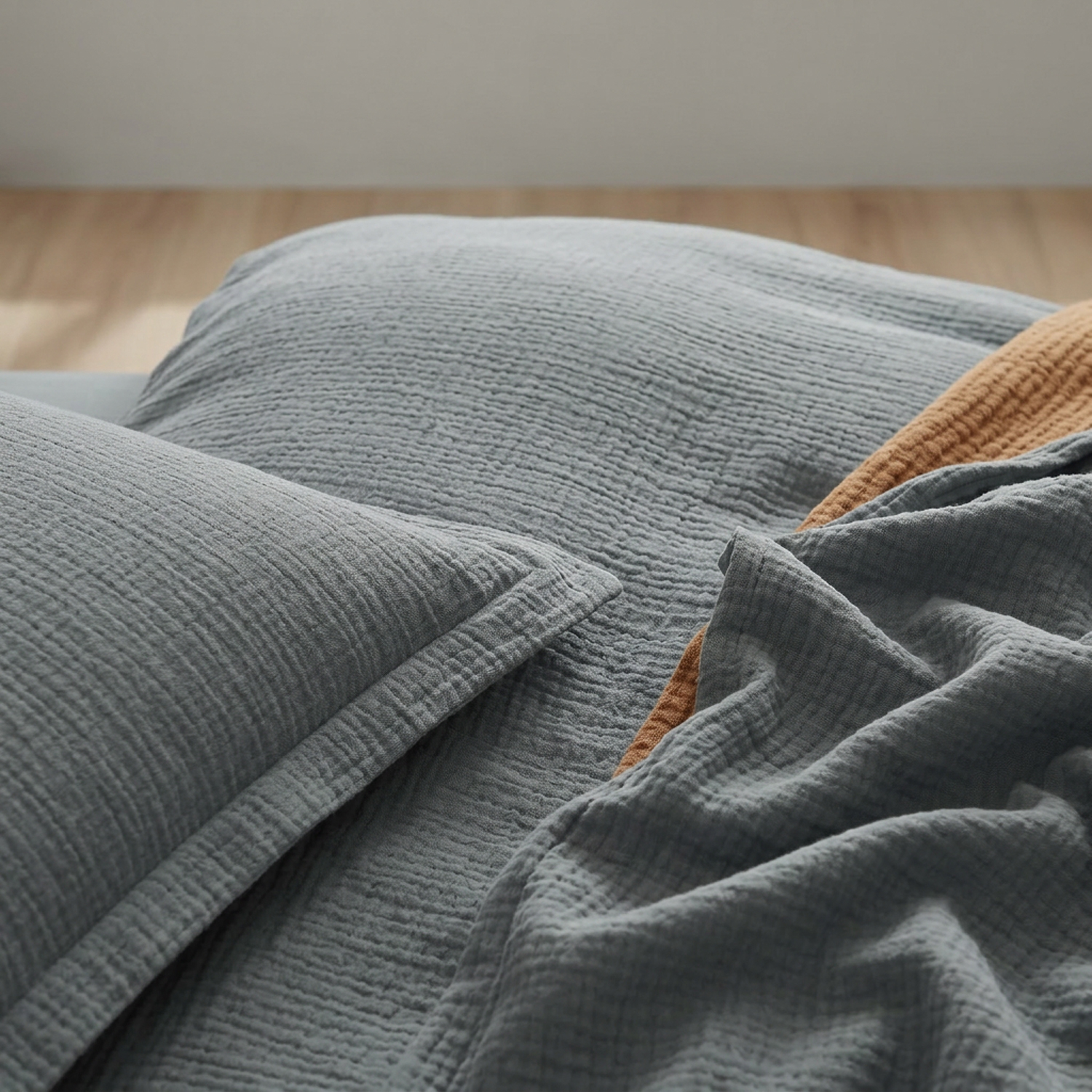 Modern Style 3-Piece 100% Cotton Muslin Comforter Bedding Set Soft Breathable Skin Friendly for Bedroom