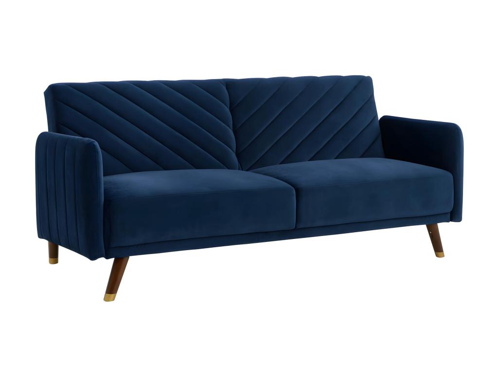 Sofá-cama 3 plazas tipo de terciopelo azul
