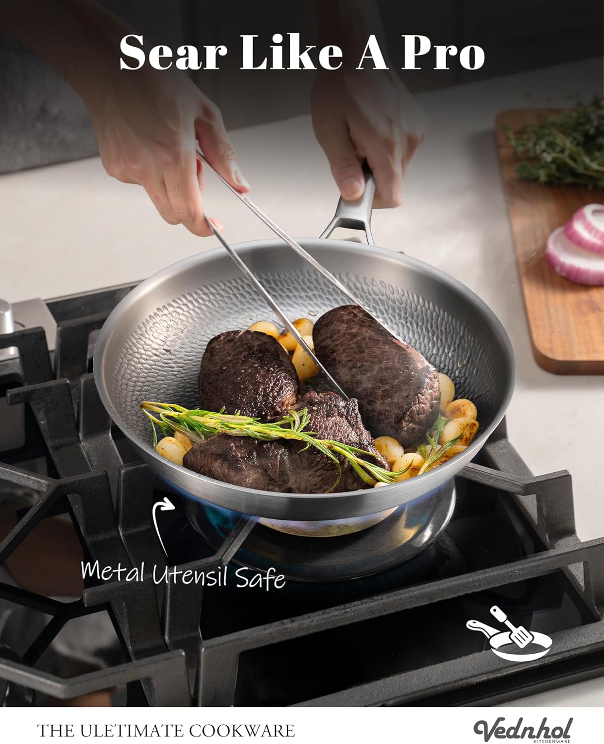 Titanium Pans set, 8 Pcs Pure Titanium Hammered Pro with Lids, Non Stick Skillet for Cooking, Non-Toxic, PFAS/PFOA/PTFE Free Cookware, Dishwasher&Oven Safe, Kitchen Induction Compatible