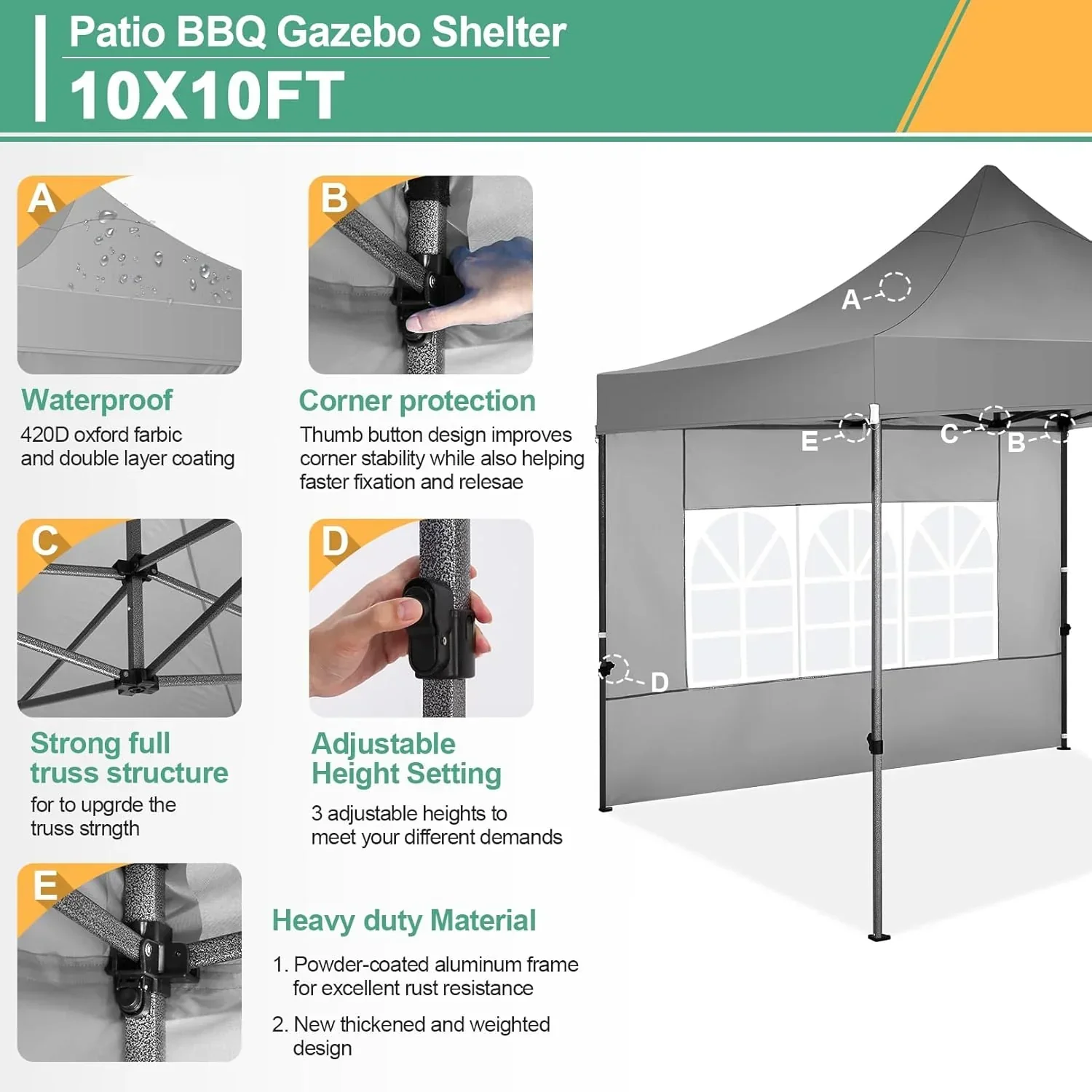 COBIZI 10x20 Heavy Duty Pop up Canopy Tent 6 sidewalls Commercial Canopy Wedding Party Tents