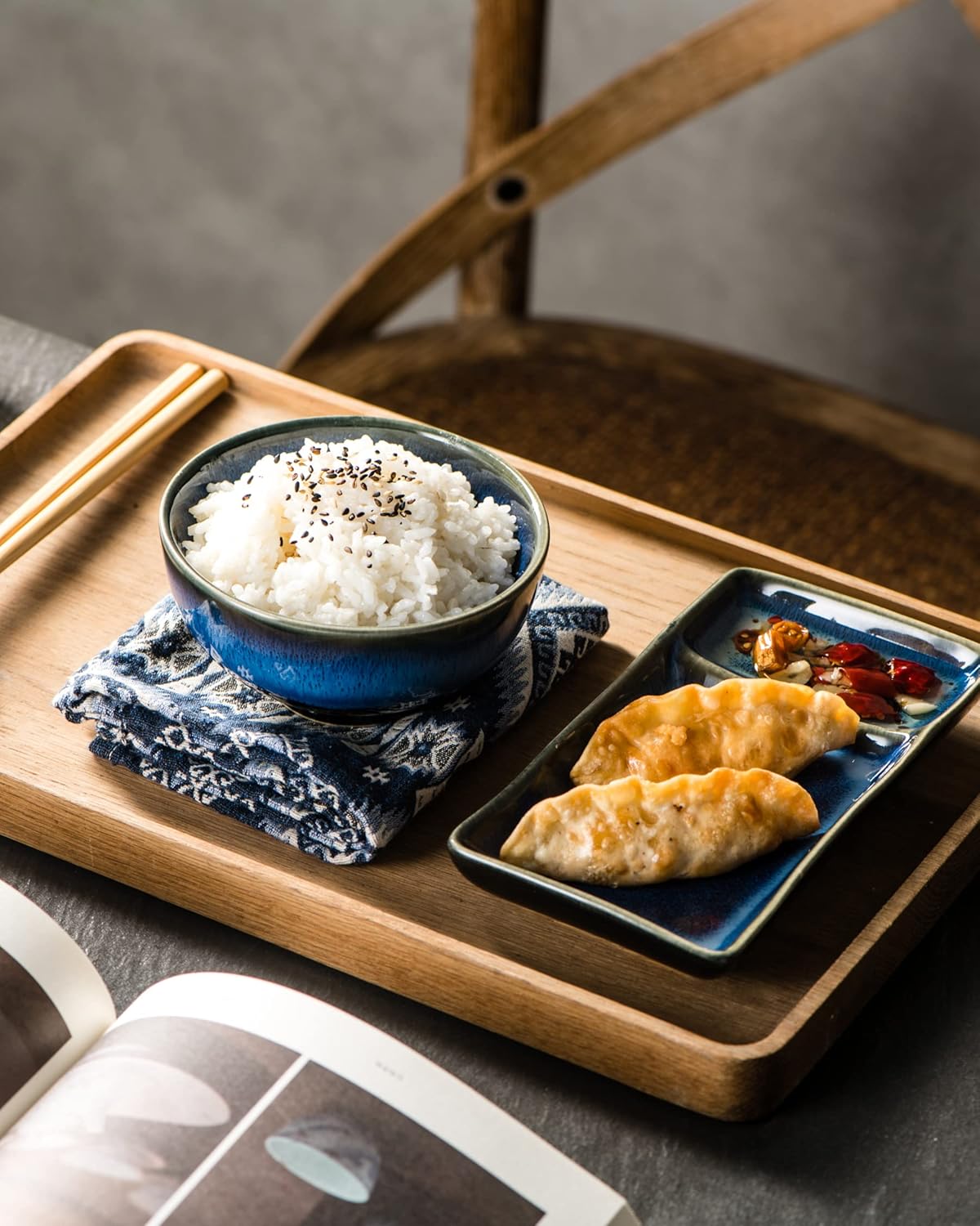 HENXFEN LEAD Ceramic Japanese Appetizer Sushi Plates and Bowls Set for 2 | 7