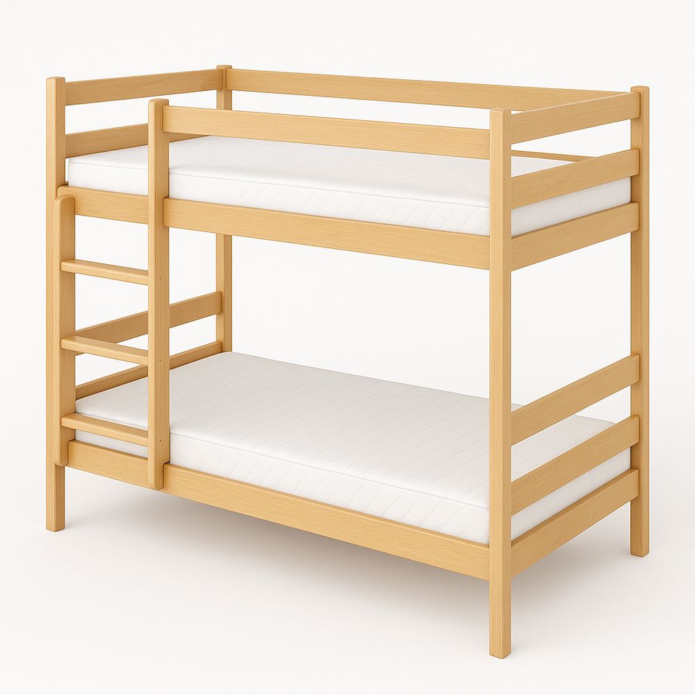 Cama Litera de Madera para Niños - Estilo Moderno, Funcional y Espaciosa, Escalera Incluida, Color Natural