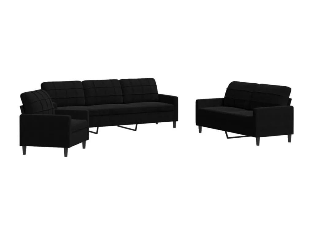 Juego de sofás con cojines 3 piezas terciopelo negro 49541egcj