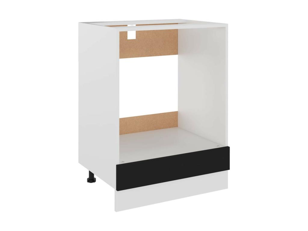 Armario de horno de madera contrachapada negro 60x46x81,5 cm