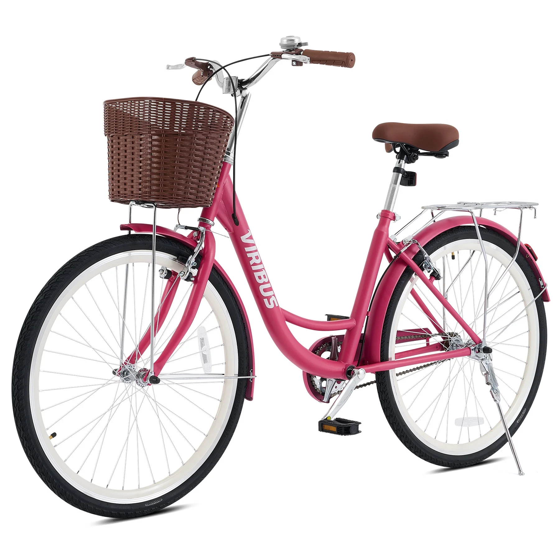 Viribus Women's Comfort Bike 24 inch Beach & City Cruiser Bicycle with Basket Rack White - Image 16