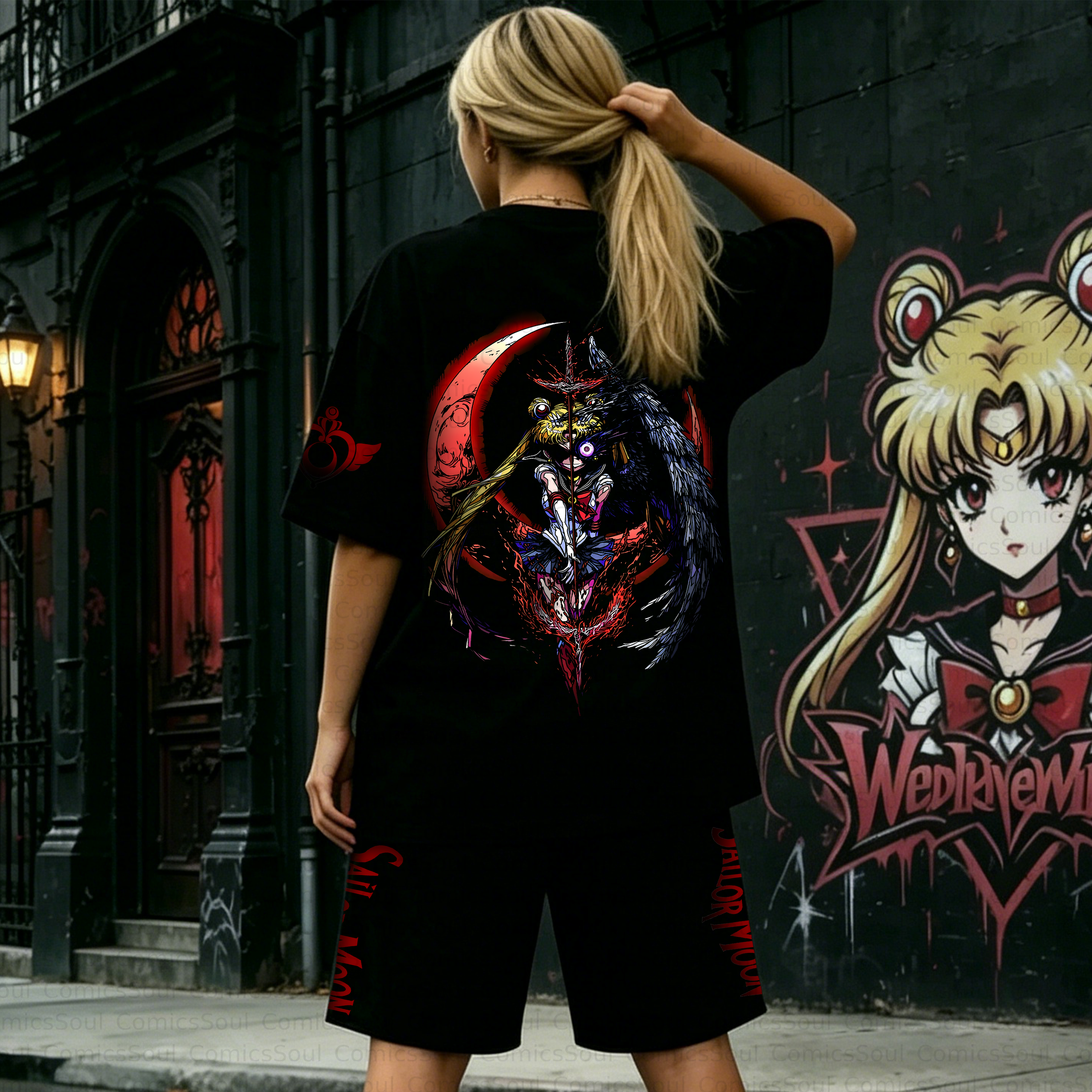 Unisex Anime Inspired Vintage T-shirt& Shorts 2 Pieces Set
