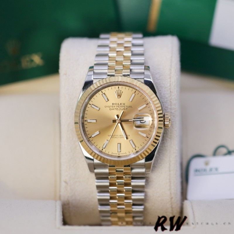 Rolex Datejust 126233 Champagne Index Dial Fluted Bezel 36MM Unisex Replica Watch