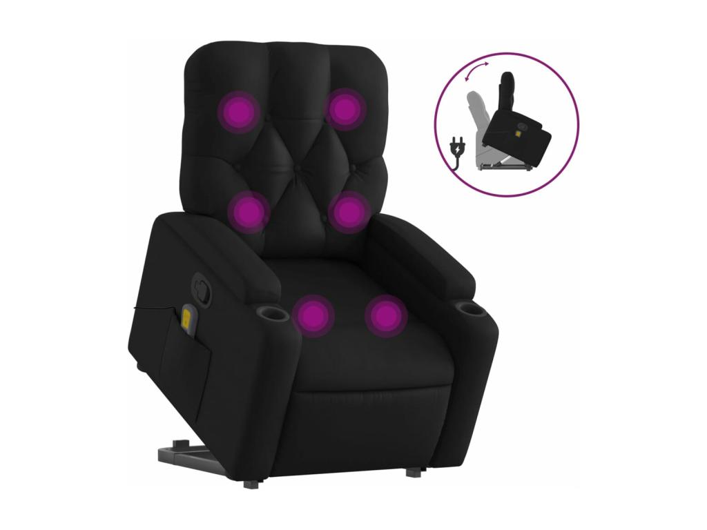 Sillón reclinable de masaje de pie cuero artificial negro