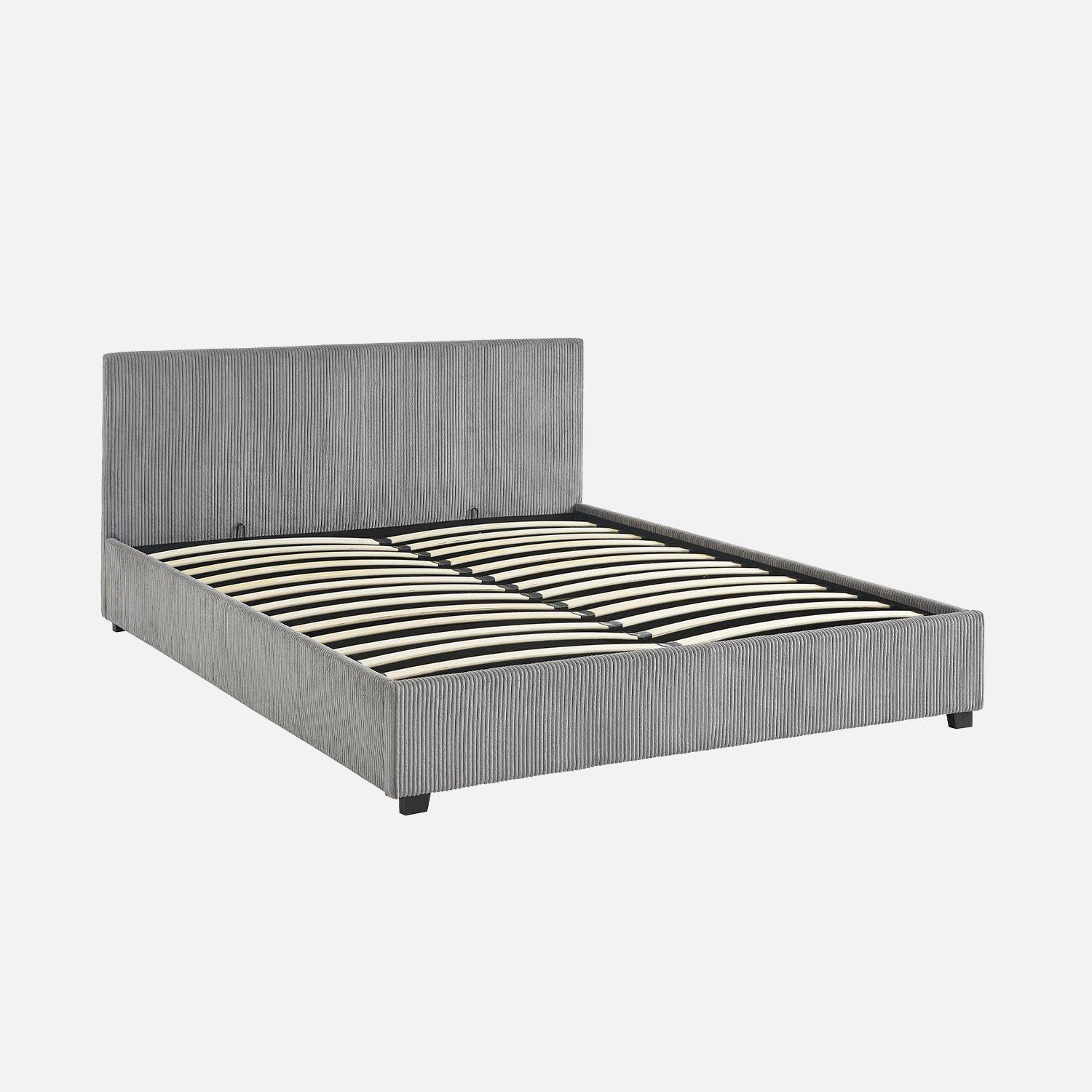 Avalon - Cama con somier abatible y cabecero 160x200cm, acabado en pana fina