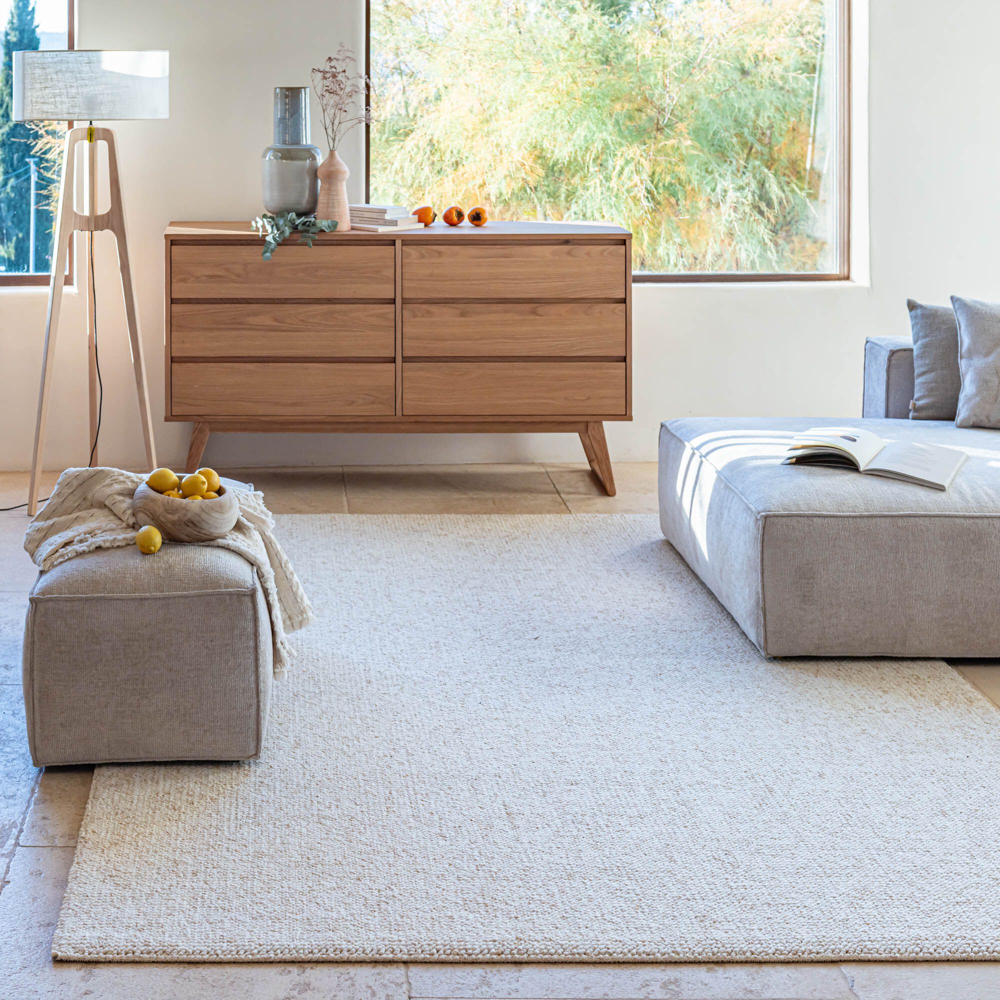 LUNA - Tapis synthétique en 200x290cm - blanc écru