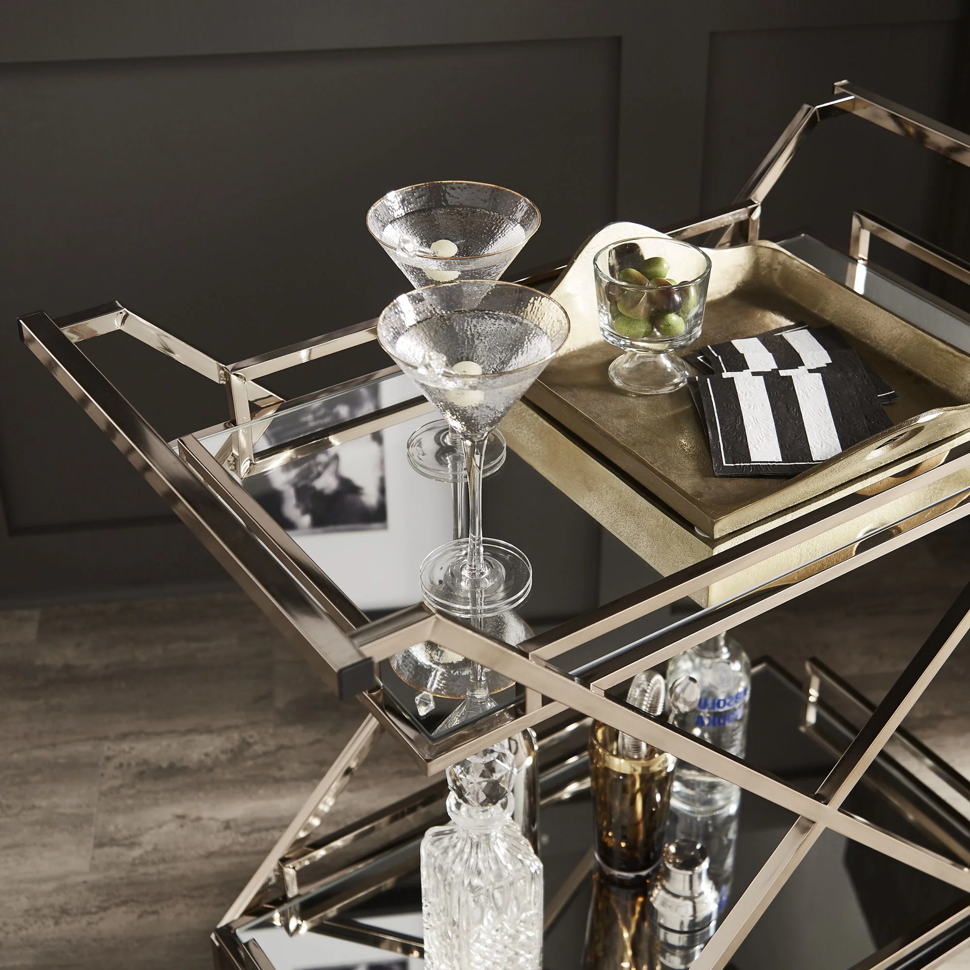 Weston Home Grosseto Champagne Gold Bar Cart - Image 3