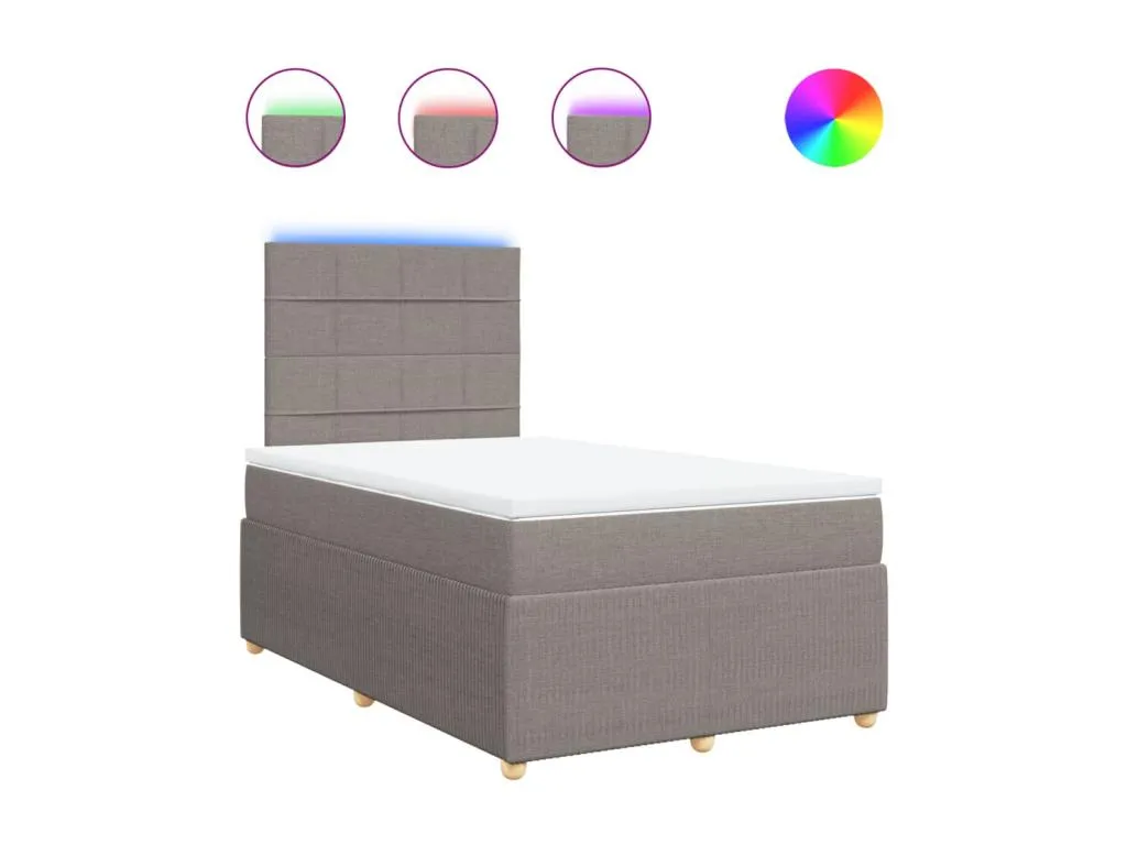 Cama box spring con colchón tela gris taupe 120x190 cm zjq3519005