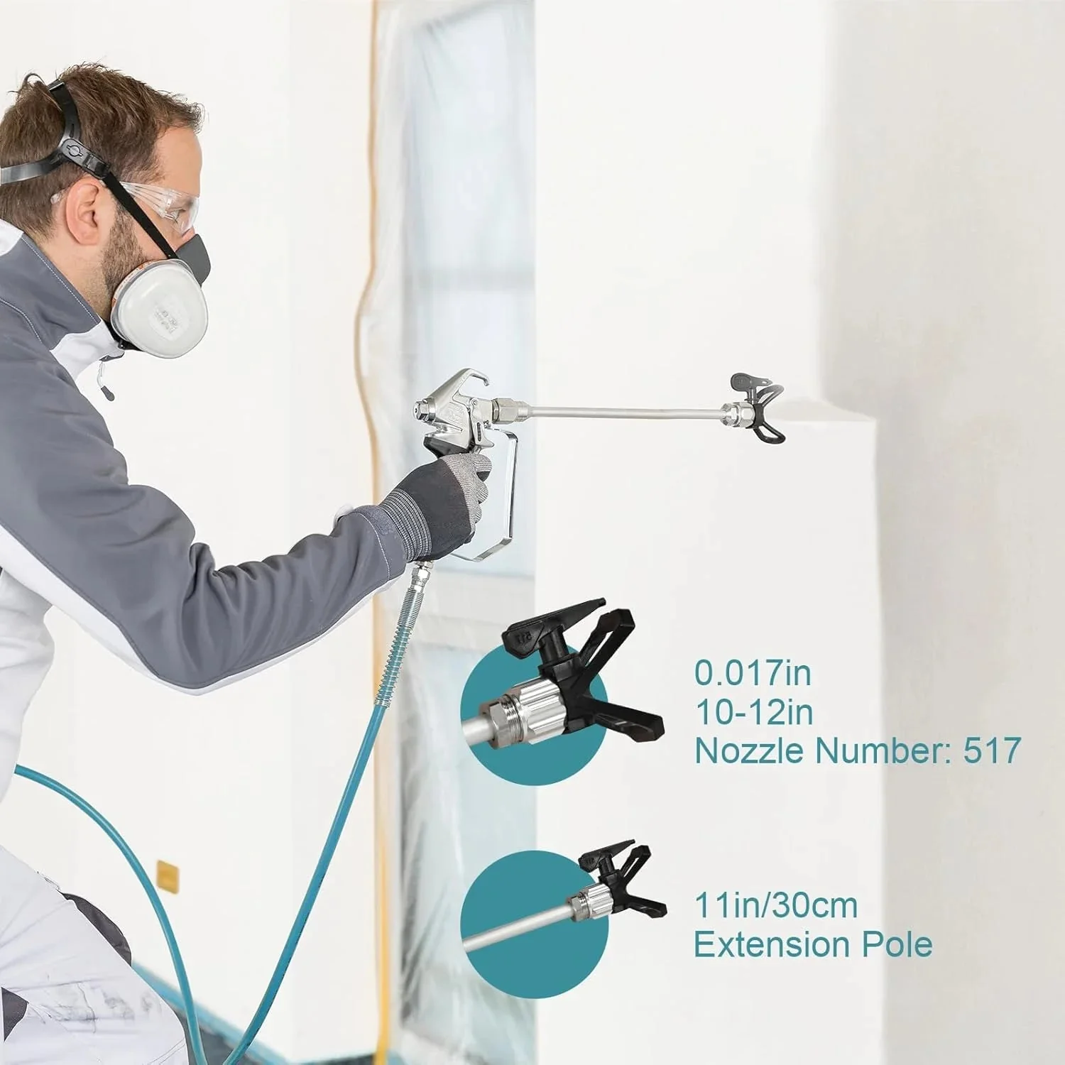 Telyswee Airless Paint Sprayer, 750W, 3300 PSI, Blue - Image 5 Telyswee Airless Paint Sprayer, 750W, 3300 PSI, Blue - Image 5