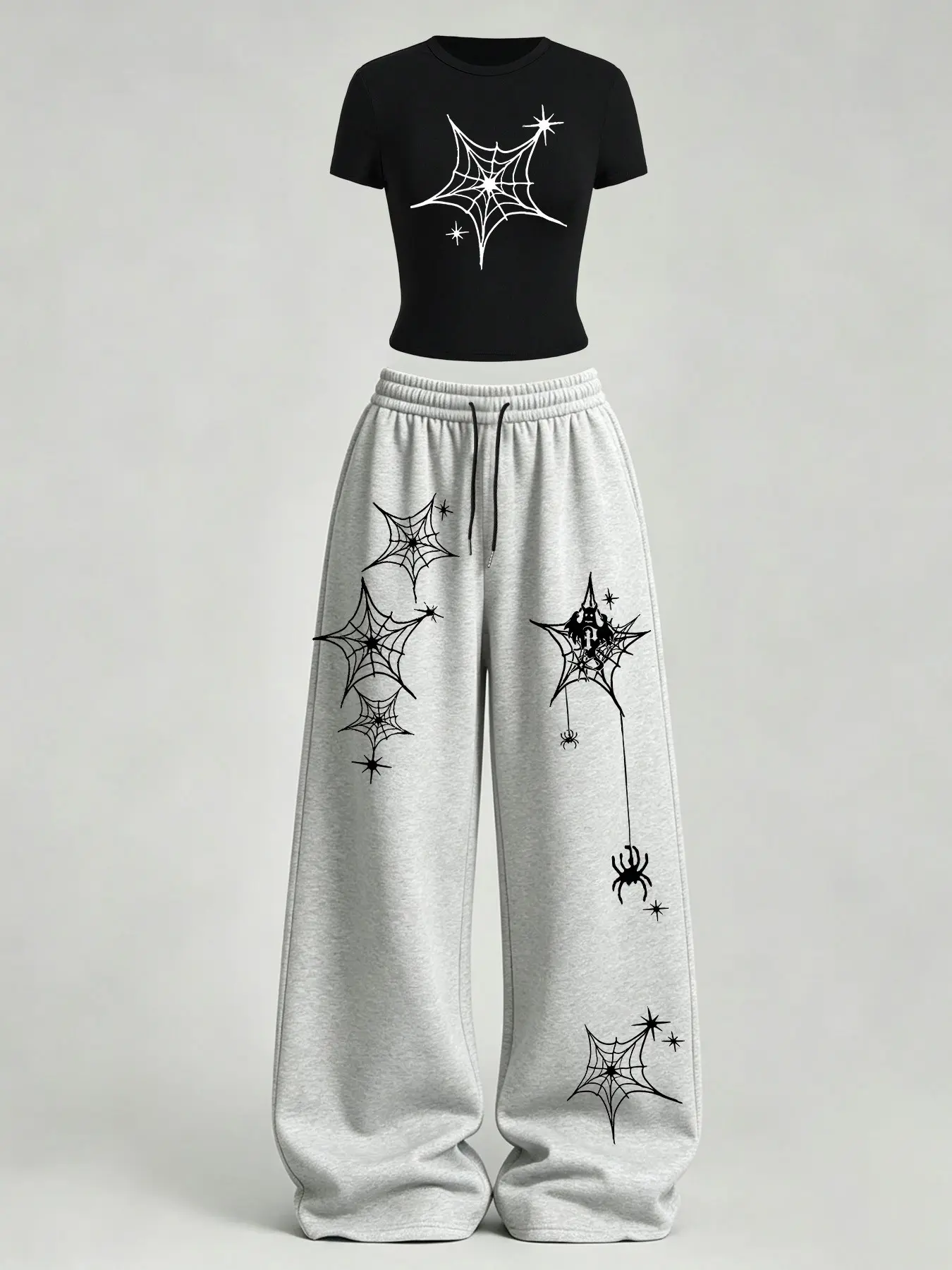 Women's Fitted Short Sleeve Top + Loose Straight Pants Set TeeThreads Sustain the Scene with Custom Apparel
