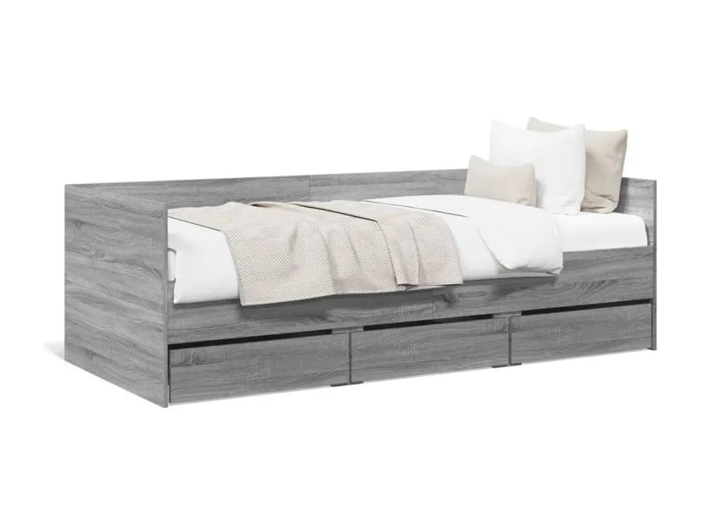 Sofá cama con cajones sin colchón gris Decopractico 75x190 cm CZAC58855