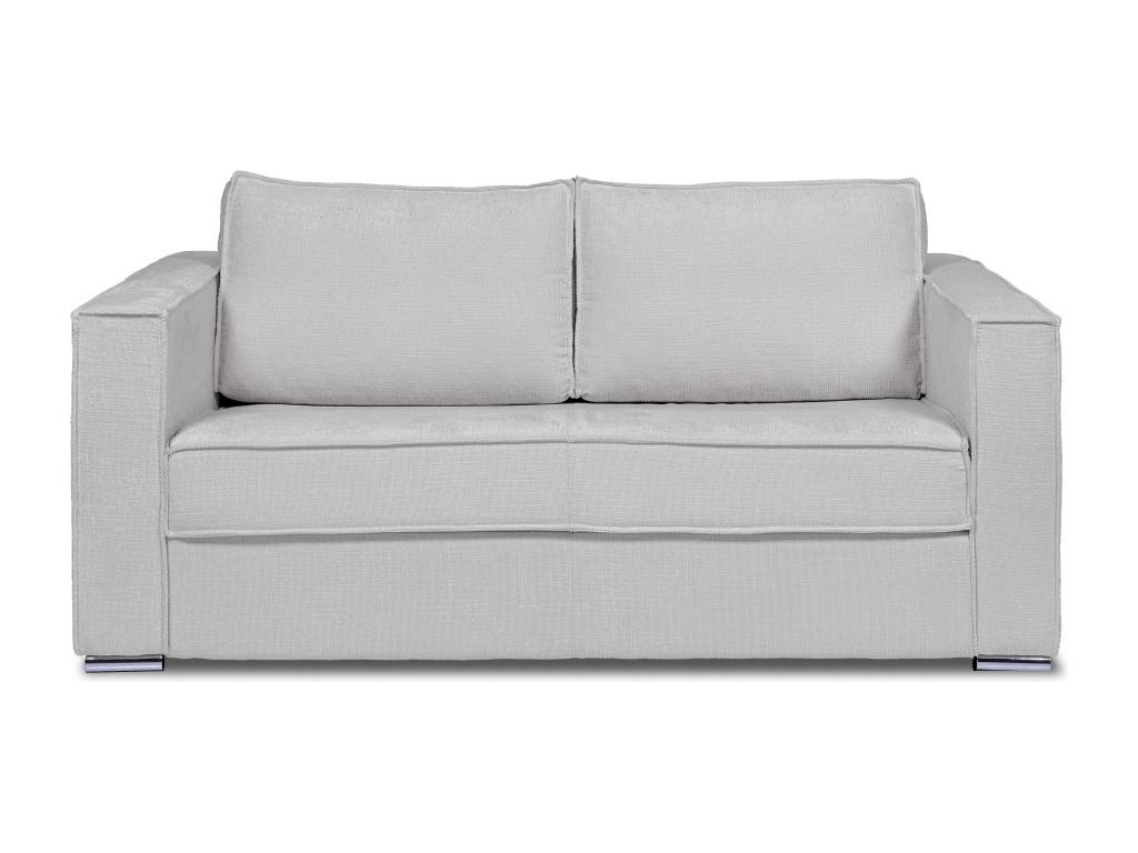 Sofá cama de 3 plazas de apertura rápida de tela texturizada gris claro - Somier amplio de 140 cm - Colchón de 18 cm LORETO