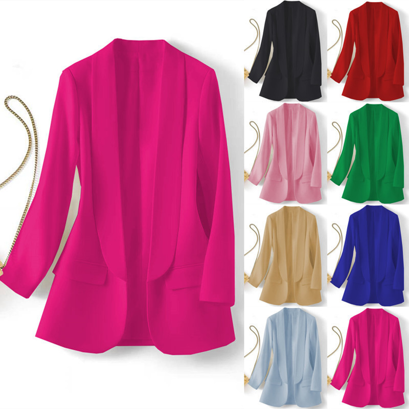 Popular on Amazon for foreign trade: Spring and autumn elegant commuter solid color lapel long-sleeve blazer, Korean style jacket for women