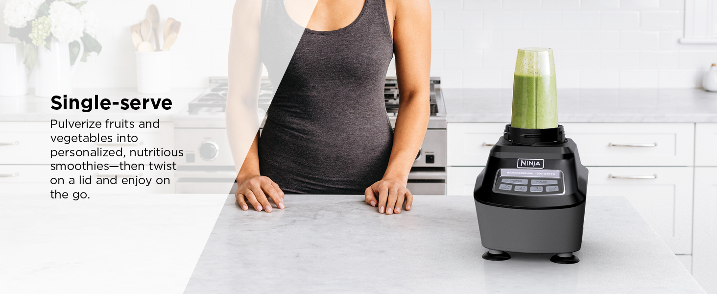 Single-serve Pulverize fruits and vegetables into personalized, nutritious smoothies