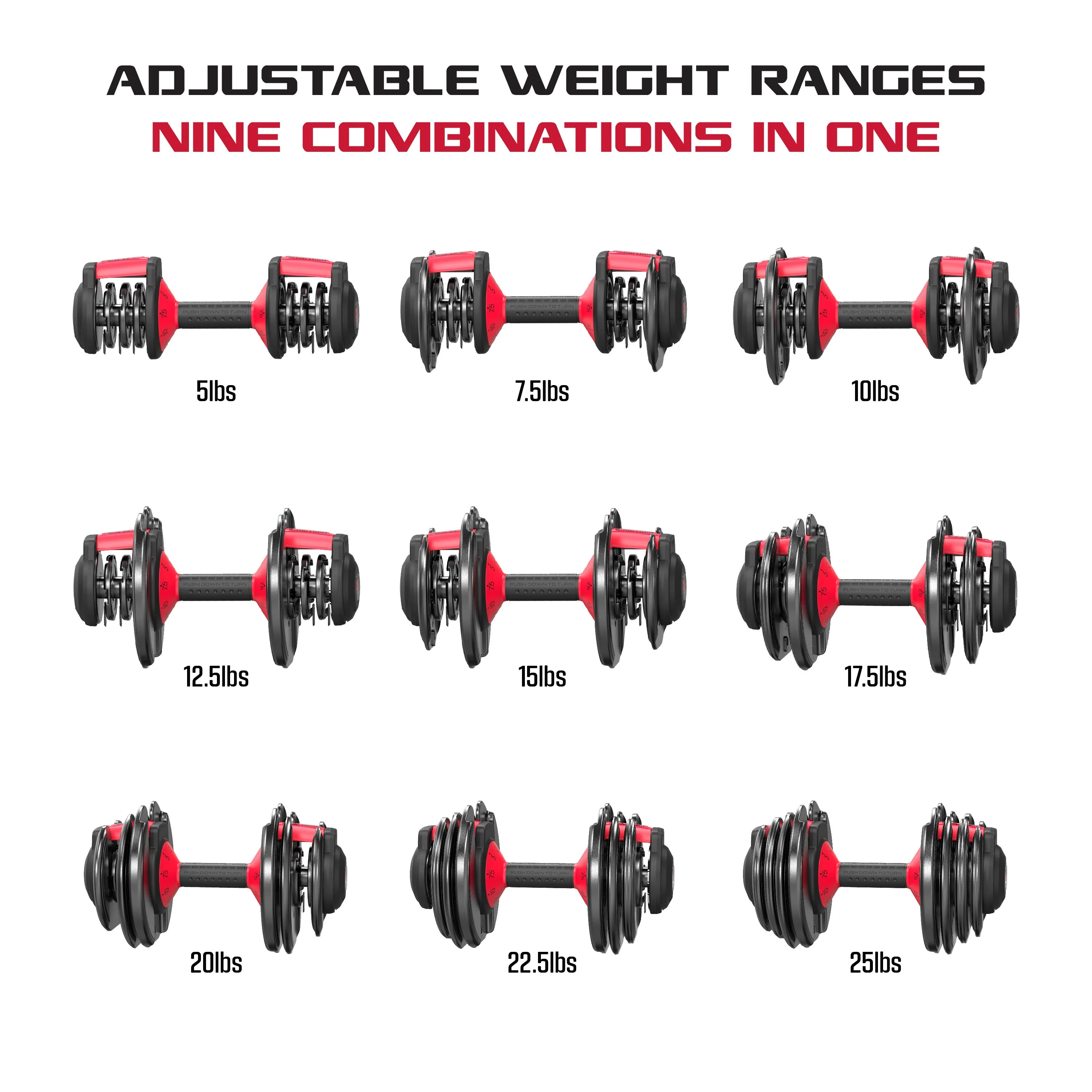 FitRx Adjustable Dumbbells 2-Pack, 25lb SmartBell Dumbbell Set with 9-in-1 Quick-Select Weights, 2.5lb Increments for Home Gym - Image 10