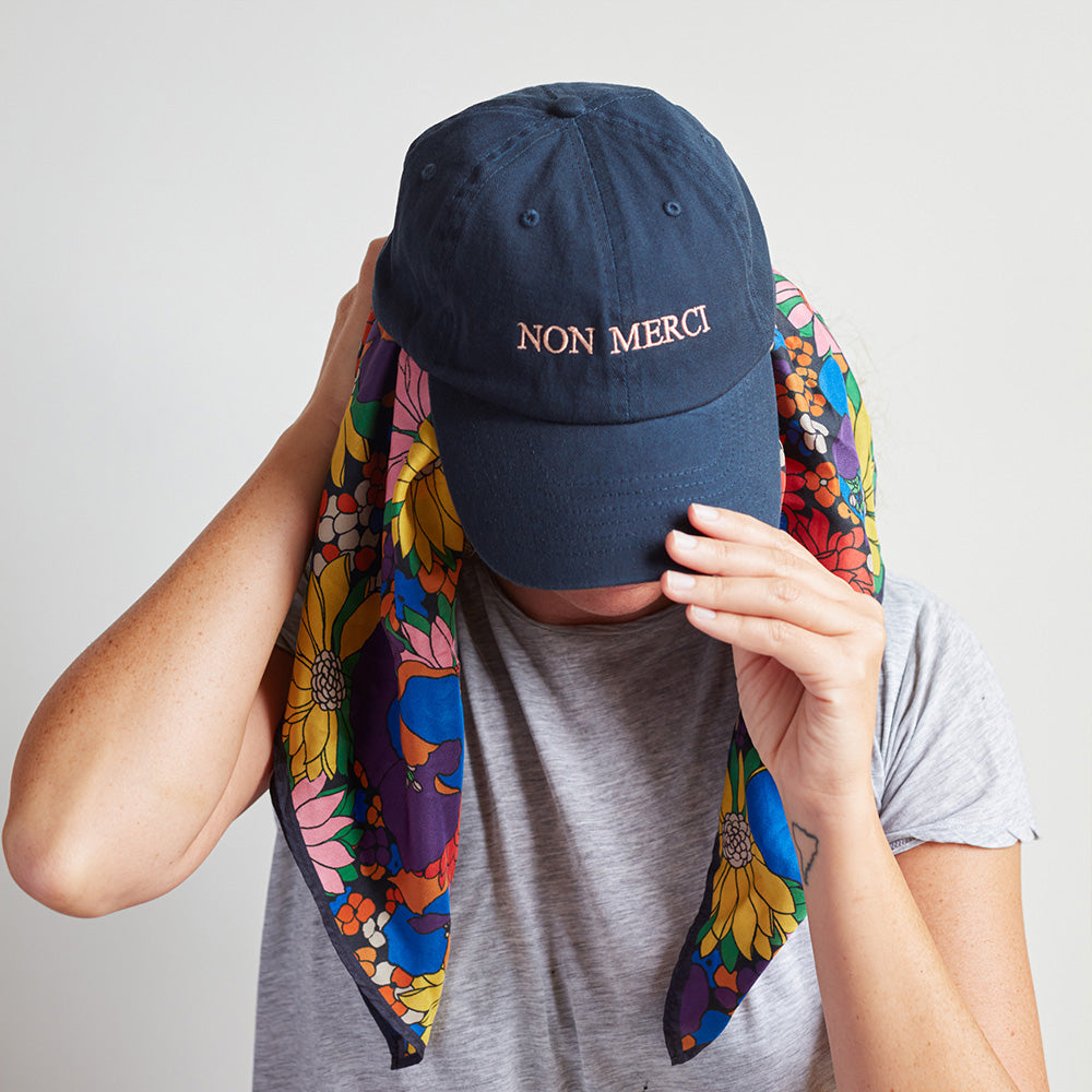Casquette unisexe brodée Non Merci - Bleu Marine