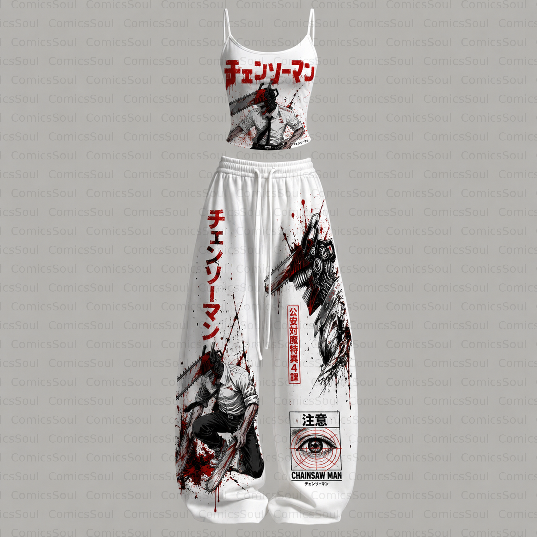 Chainsaw Man Top & Elasticated Trousers Two-Piece Set