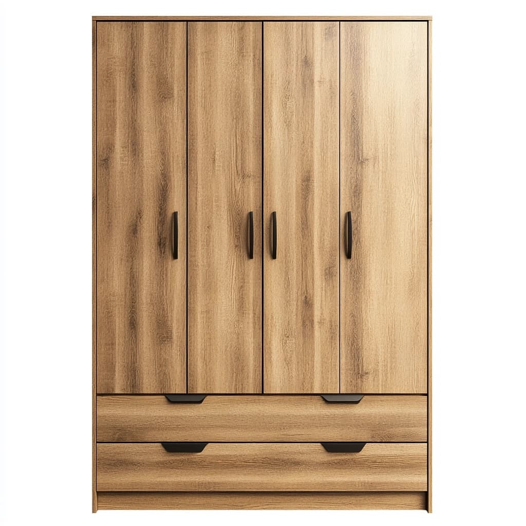 Armario de dormitorio madera roble claro con cajones y puertas para almacenamiento amplio 180x120x52 cm mueble de almacenaje