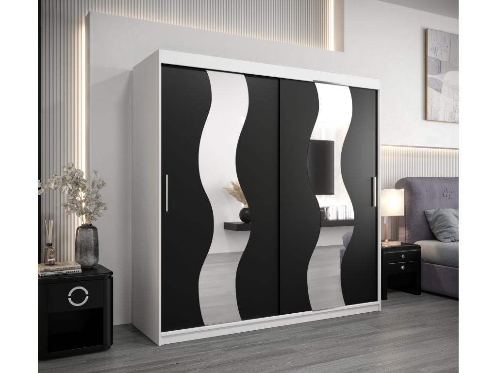 Armario Lluesmahome de puertas correderas 200/200/62 2 puertas (blanco/negro) VZPB11142