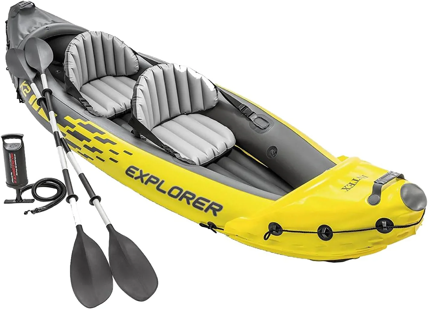 Explorer K2 Inflatable Kayak Set, 2-Person, Yellow, 400 lb Capacity - Explorer K2 Explorer K2 Inflatable Kayak Set, 2-Person, Yellow, 400 lb Capacity - Explorer K2