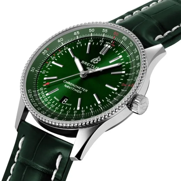 Breitling Navitimer Men Automatic Green Alligator Watch A17326361L1P2