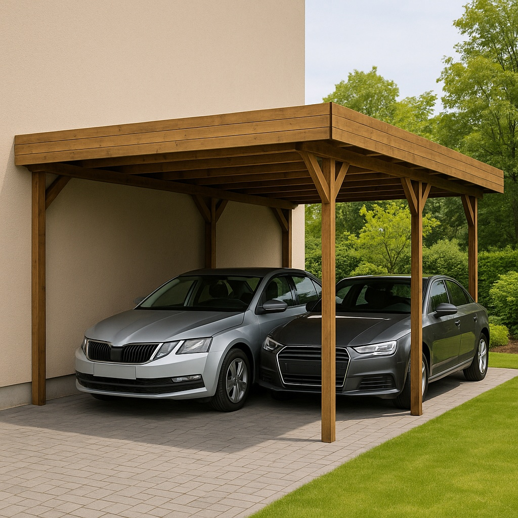 Cochera doble de jardín de madera marrón 600x550x250 cm