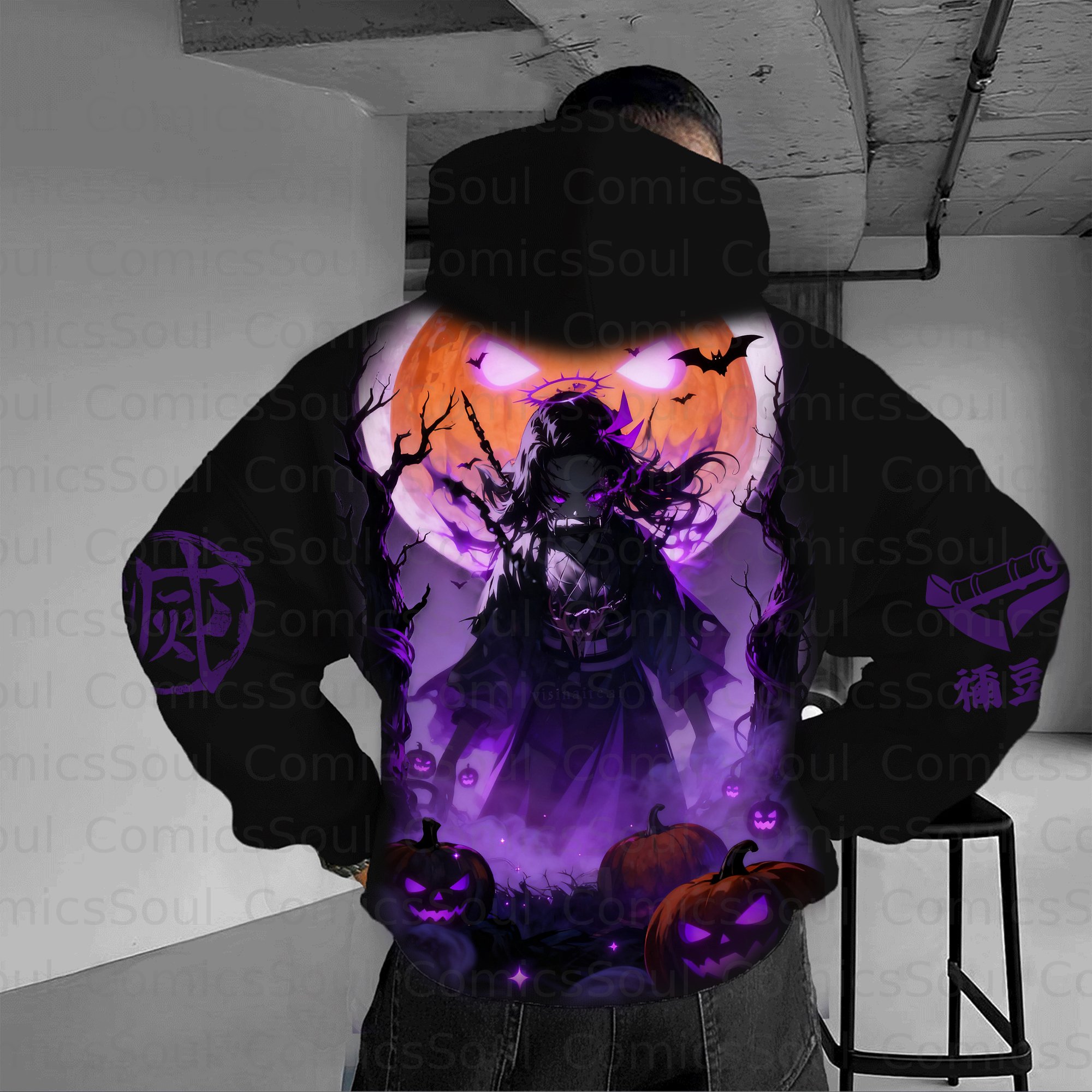 Unisex Halloween Anime Graphic Streetwear Vintage Hoodie