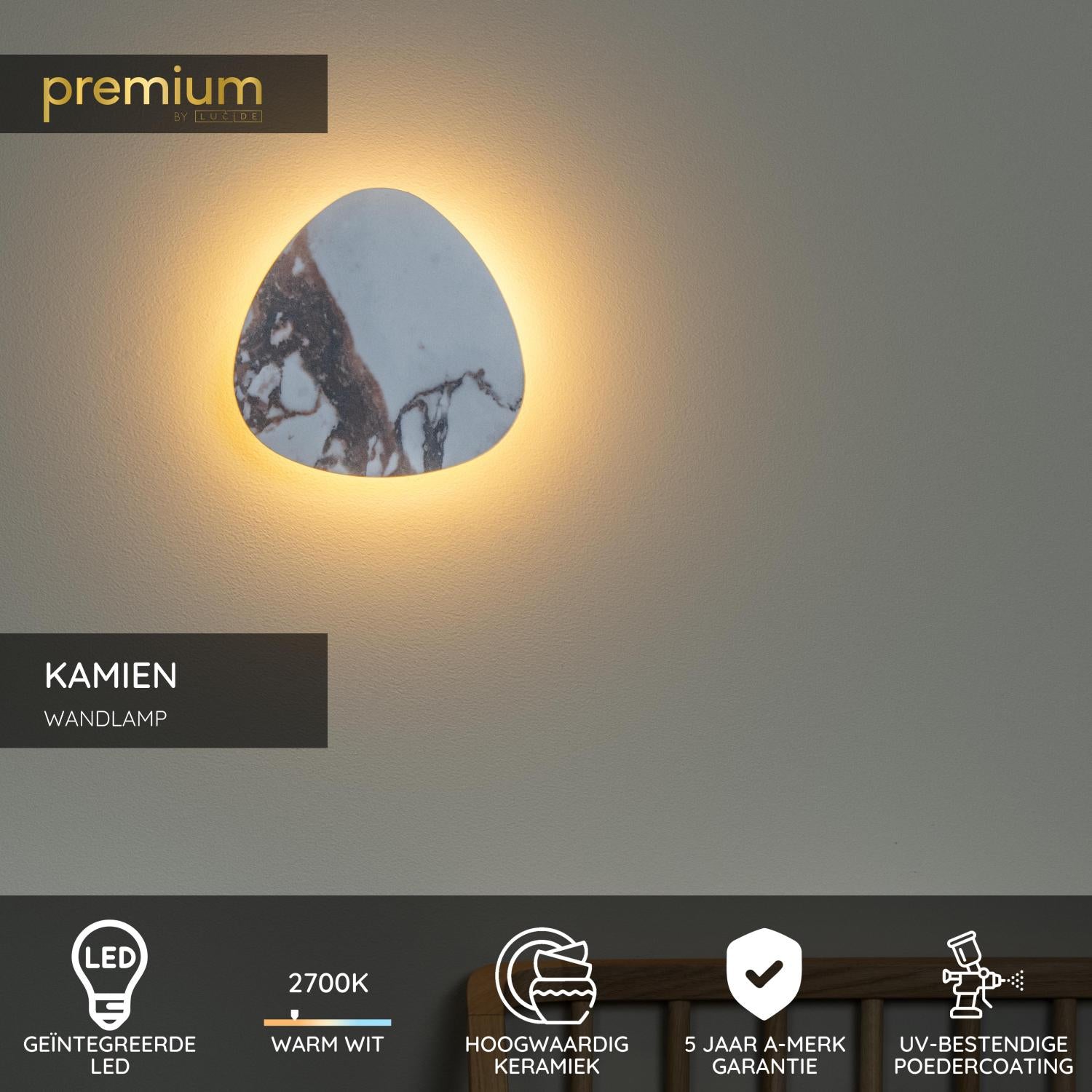 Lucide Premium KAMIEN Wandlamp - Wit