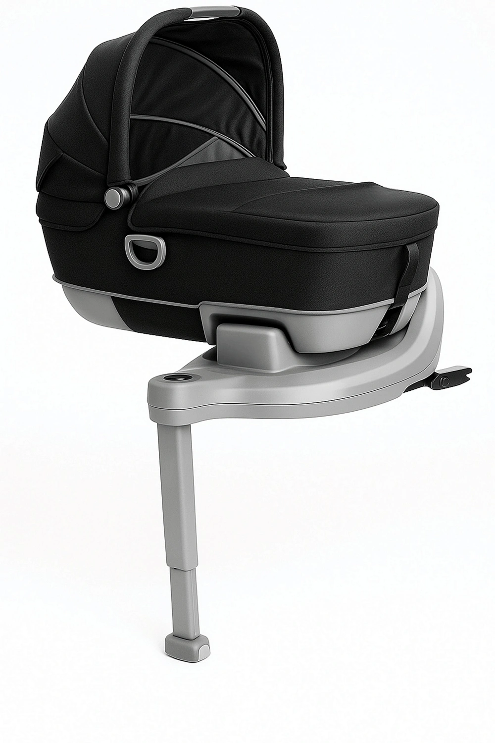 Asientos de coche, capazo infantil con base fija y pata de apoyo, hasta 10 kg, con estructura protectora y acolchado envolvente, color negro, apto para 0 a 6 meses