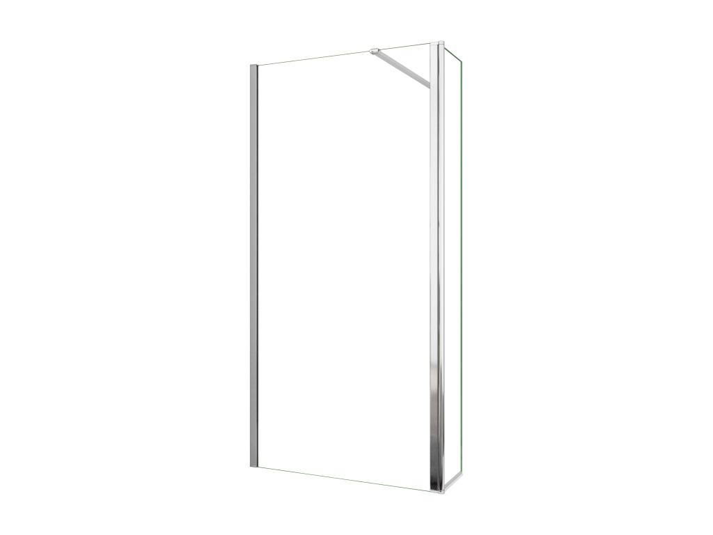 Walkin Mampara un Panel de ducha con Película de Seguridad+Lateral giratorio Vidrio 8mm con Barra1 fija 90cm Tamaño[(103.9-105.9)+40]x200cm-AICA
