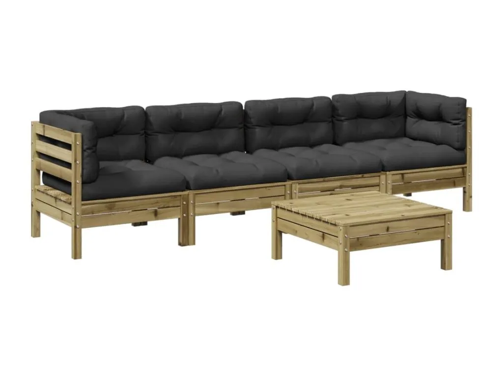 Conjunto de sofás de jardín de 5 piezas Lluesmahome con tratamiento de impregnación y cojines  YO9775459