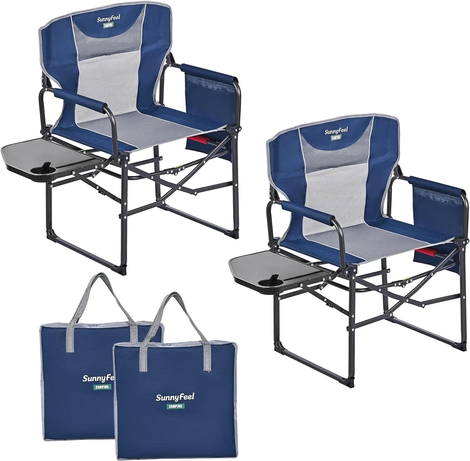 Folding Camping Chairs With Side Tables And Storage Bags - 2 Pcs - Image 5 Folding Camping Chairs With Side Tables And Storage Bags - 2 Pcs - Image 5