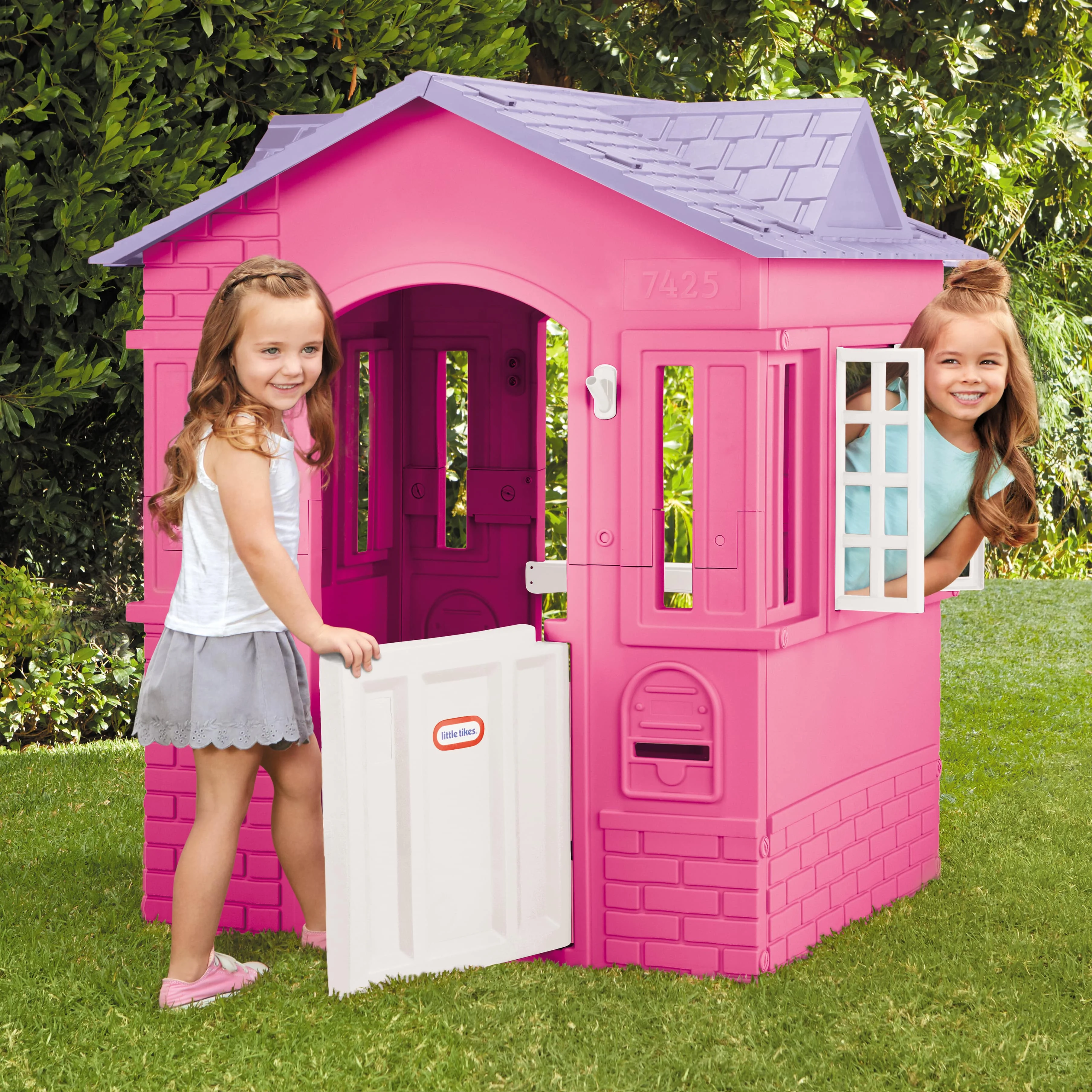 Little Tikes Cape Cottage House, Pink - Pretend Playhouse with Working Doors, Window Shutters, and Flag Holder, for Kids 2-8 Years Old - Image 2