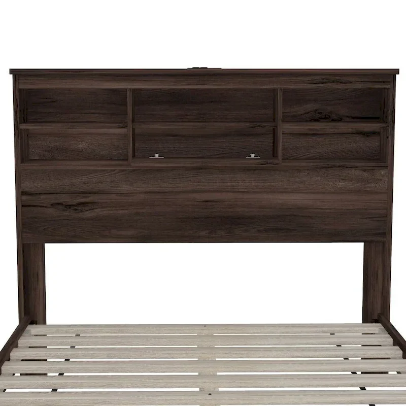 Vintage Queen Size Bedroom Set: 4-Piece Wooden Bed Frame with 2 Nightstands and 1 Dresser