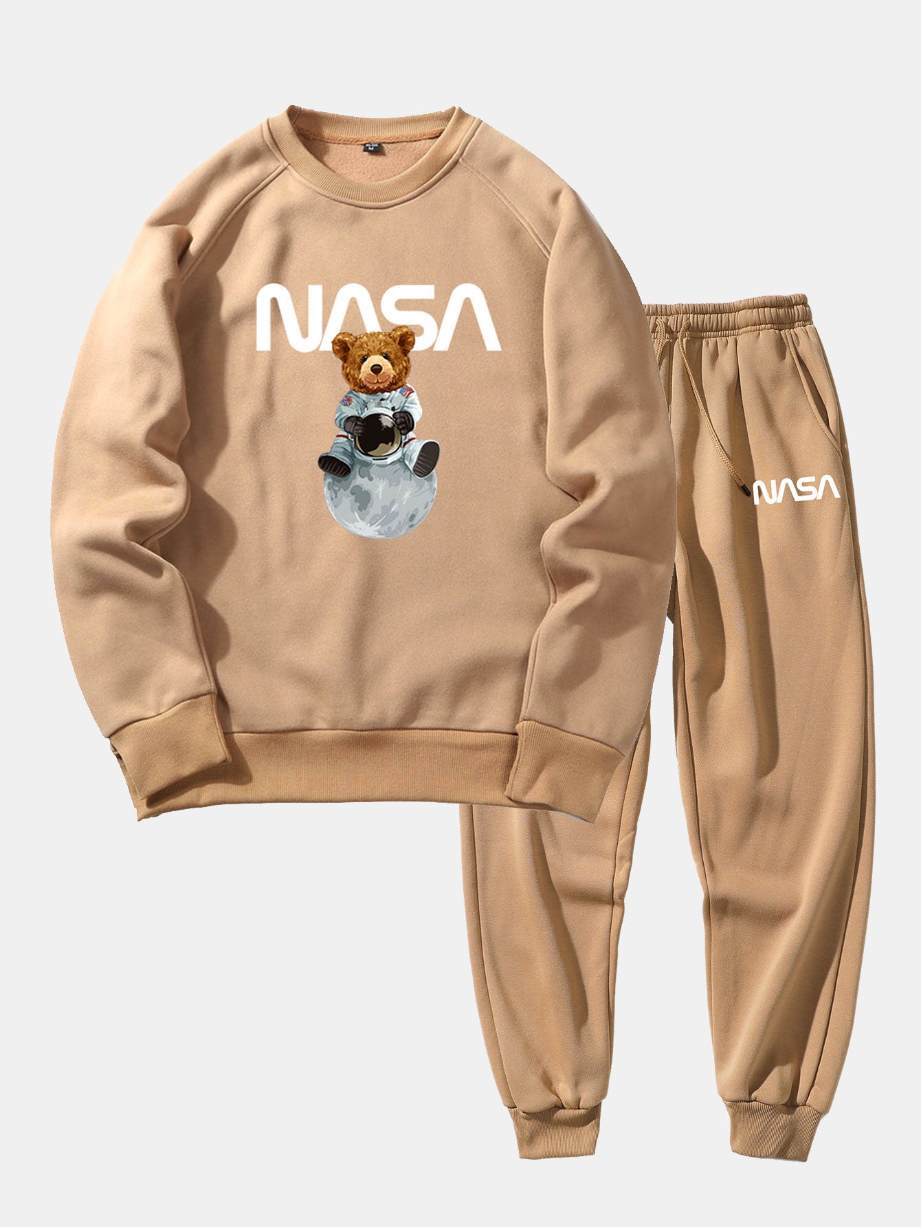 NASA Bear Print Raglan Sleeves Sweatshirt & NASA Print Jogger Pants