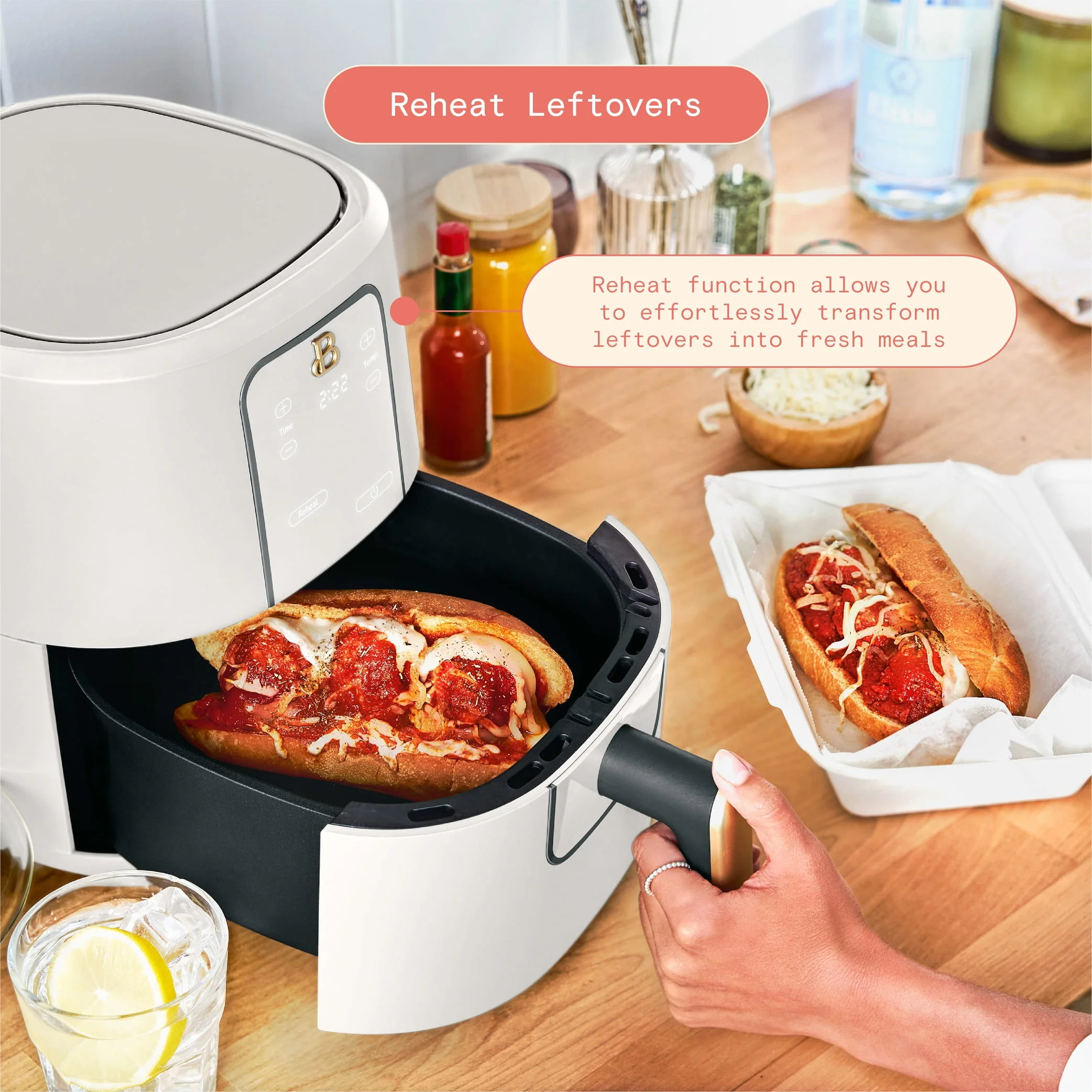 Beautiful 3 Qt Air Fryer with TurboCrisp Technology, White Icing by Drew Barrymore - Image 5
