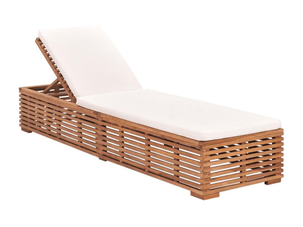 Sillón con cojín color crema Madera maciza de teca