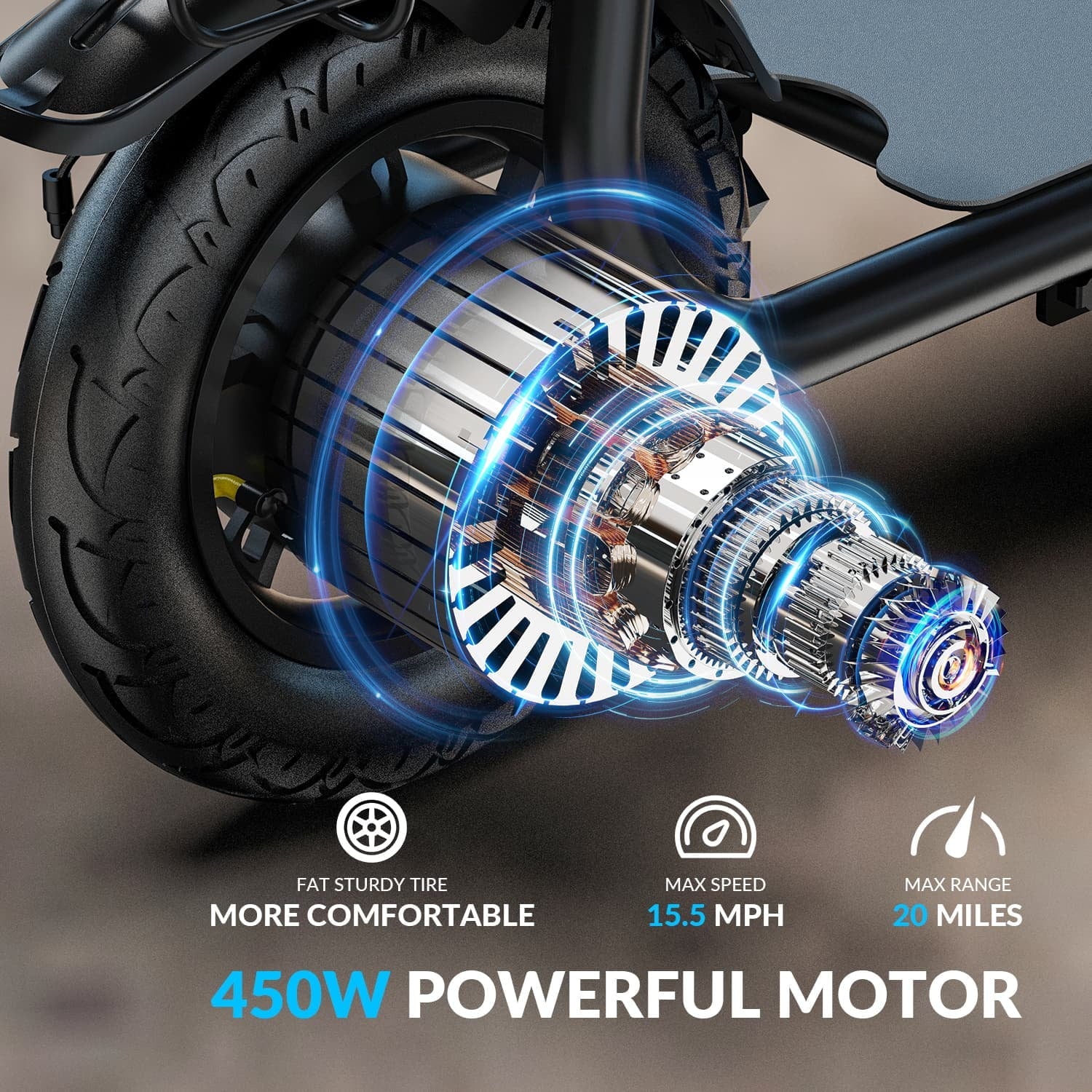 5TH WHEEL Electric Scooter With Seat And Carry Basket, 450W, 36V, 20-Mile Range, 15.5 Mph, 12 Inch - W18S - Image 6 5TH WHEEL Electric Scooter With Seat And Carry Basket, 450W, 36V, 20-Mile Range, 15.5 Mph, 12 Inch - W18S - Image 6