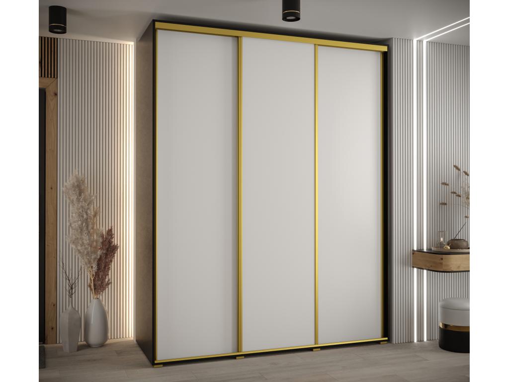 ARMARIO DAVOS 1 DE PUERTAS CORREDERAS 235,2/190/60 3 puertas (Negro/Blanco/Oro)