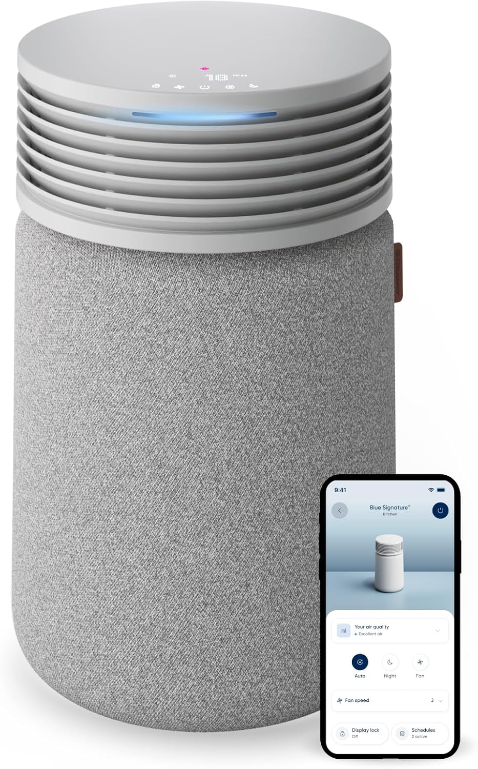 BLUEAIR Blue Signature SP3i Air Purifier for Medium Rooms up to 498 sq ft, HEPASilent Filtration, WiFi Smart Control, Auto Mode, Odor & Smoke Removal, Pet Hair & Dust, AHAM Verified, Table Design