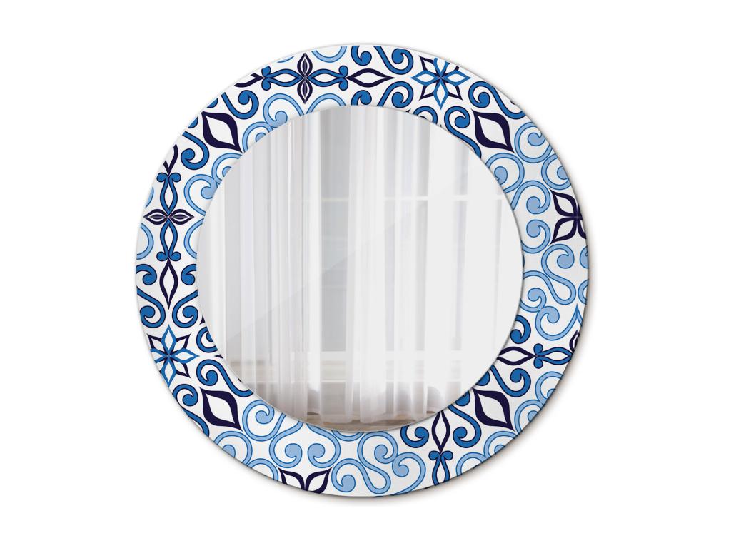 Espejo decorativo redondo - Motivo árabe azul - 50cm