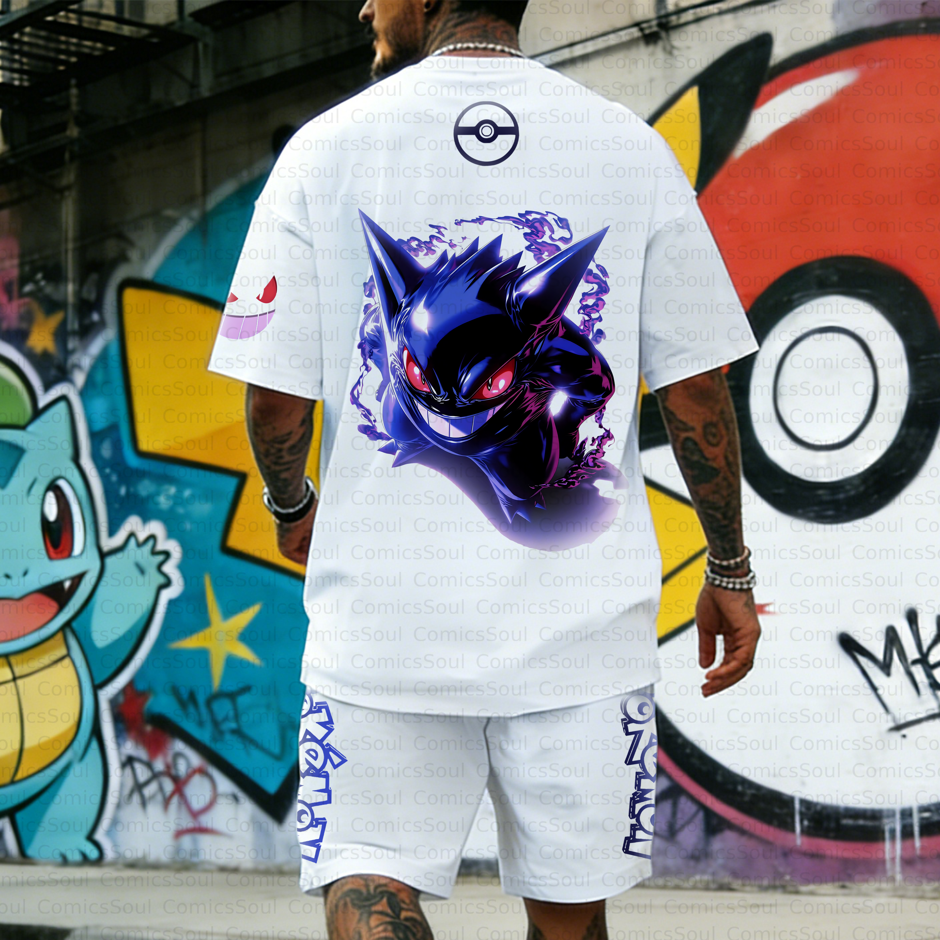 Unisex Anime Inspired Vintage T-shirt& Shorts 2 Pieces Set